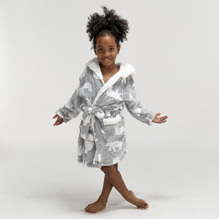 Weicher Fleece Eisbär-Bademantel für Kinder 05